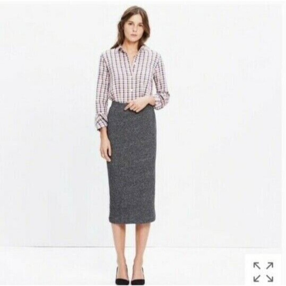 NEW Madewell Marled Midi Skirt / LARGE / HTHR CHARCOAL Pull On Soft Pencil